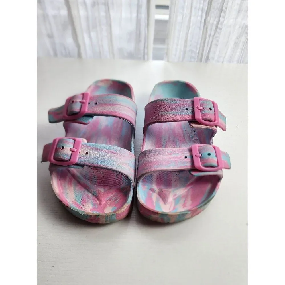 Girls Cat & Jack Size 1 Slide on Sandals in Pastel